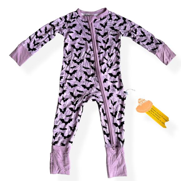 Dream Big Little Co Purple Bats Halloween Zipper Sleeper 3-6 Months - Picture 1 of 13